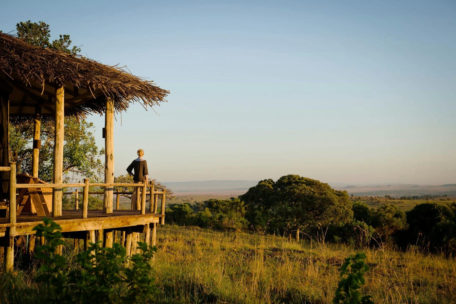 Lodge deck overlooking the Serengeti plains